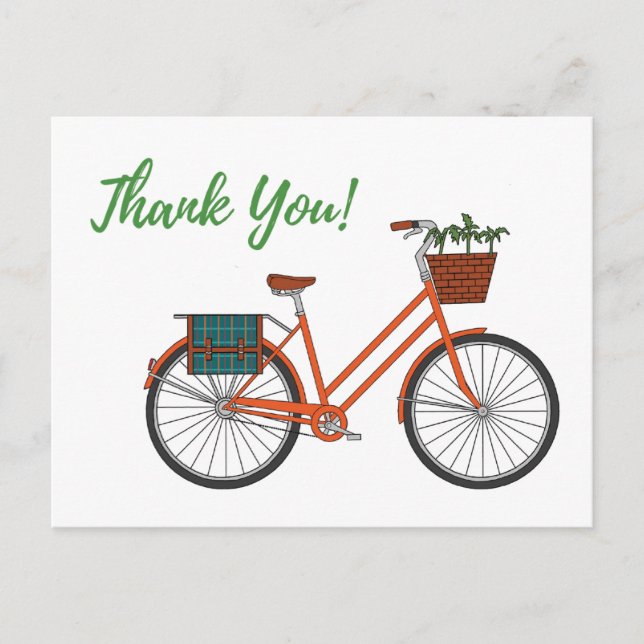 Orange Garden Bike Vielen Dank Postkarte (Vorderseite)