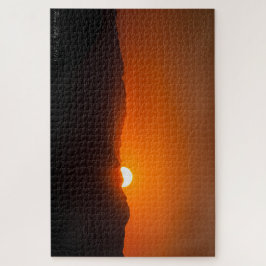Orange Gebirgssonnenuntergang-Puzzlespiel Puzzle