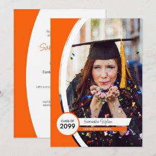 Orange Gebogener Rahmen Foto Abschluss Einladung