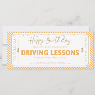 Orange Geburtstag Fahrstunden Geschenkgutschein Ka Einladung