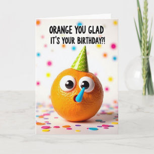 Orange Geburtstagskarte mit Wortspiel Karte