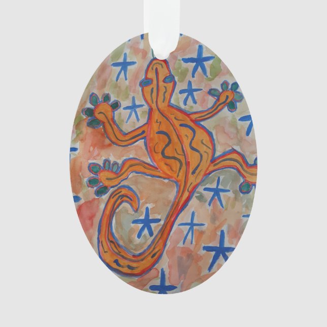 Orange Gecko Acrylic Ornament (Vorderseite)