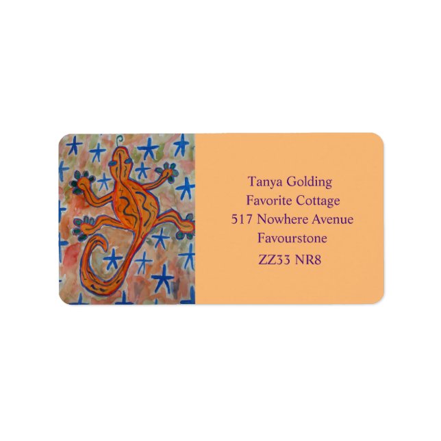 Orange Gecko Address Label Adressaufkleber (Vorne)