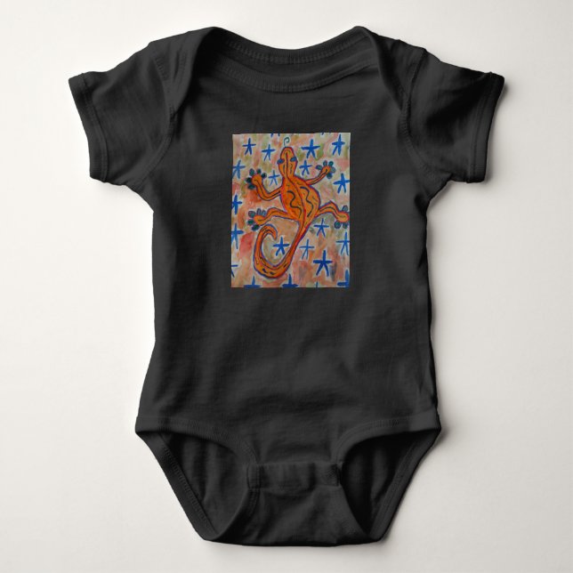 Orange Gecko Baby Strampler (Vorderseite)