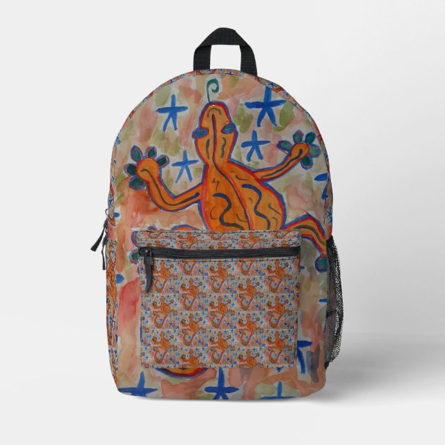 Orange Gecko Bedruckter Rucksack (Vorderseite)