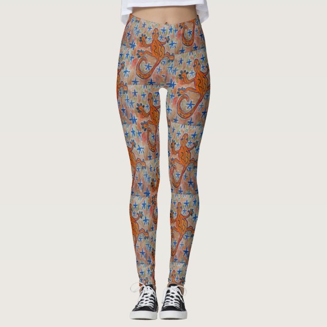 Orange Gecko Leggings (Vorderseite)