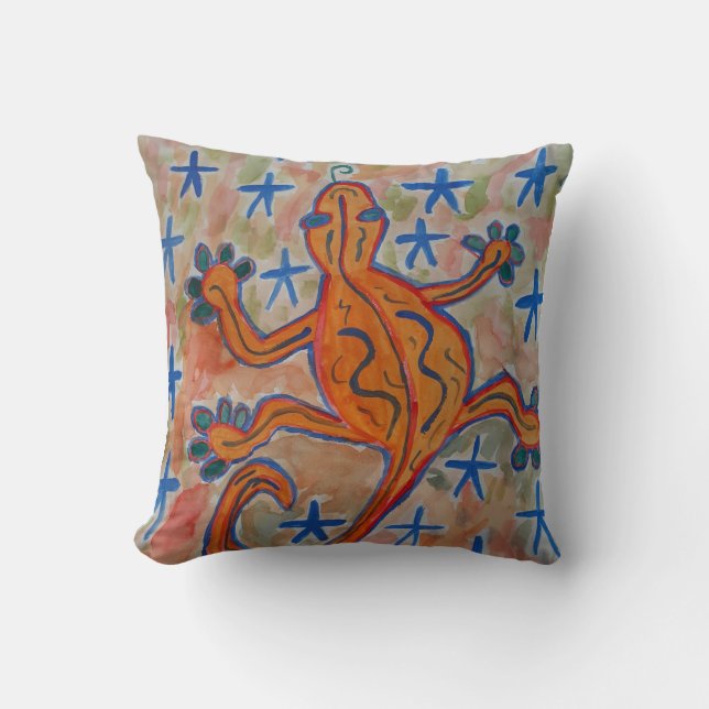 Orange Gecko Throw Cushion Kissen (Vorderseite)