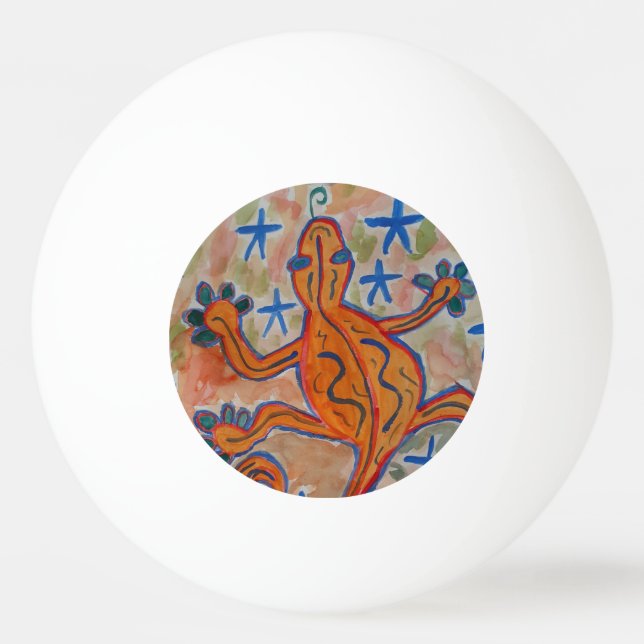Orange Gecko Tischtennisball (Vorderseite)