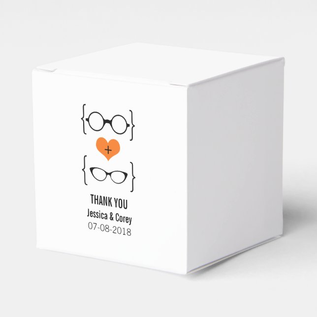 Orange Geeky Glasses Gastgeschenk Hochzeit Boxes Geschenkschachtel (Vorderseite)