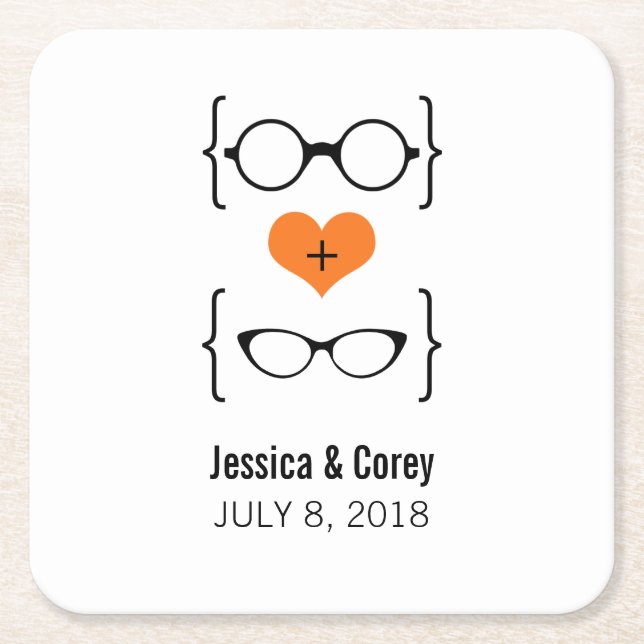 Orange Geeky Glasses Paper Untersetzer (Vorderseite)