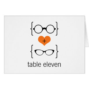 Orange Geeky Glasses Tischnummer Card