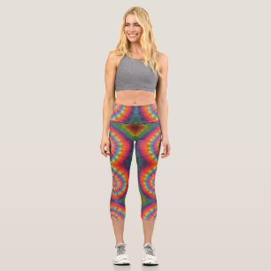 Orange Gefärbte Krawatte Capri Leggings