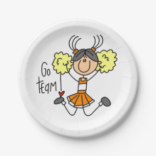 Orange gehen Team-Cheerleader-Papier-Teller Pappteller