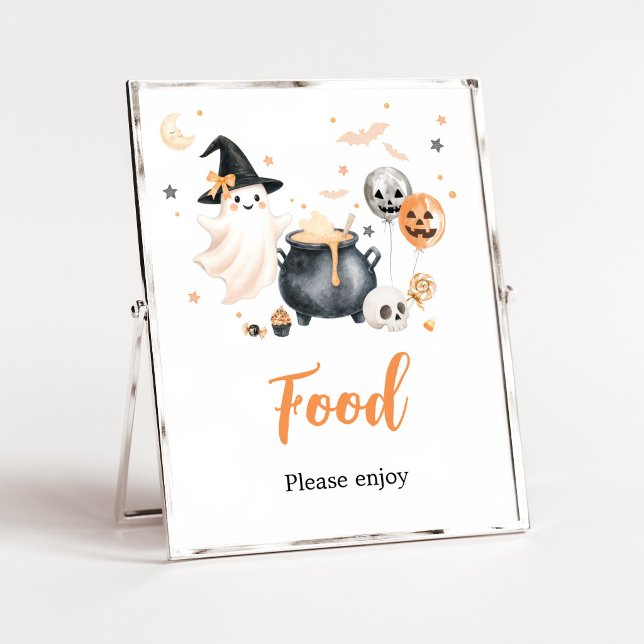 Orange Geist Little Boo Essen Schild (Gender Neutral Little Boo Baby Shower Food SIgn)
