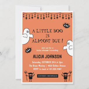Orange Geister Kleine Boo Halloween-Baby-Party Einladung