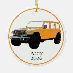 Orange Geländefahrzeug 7-Schlitz-Grill Keramik Ornament