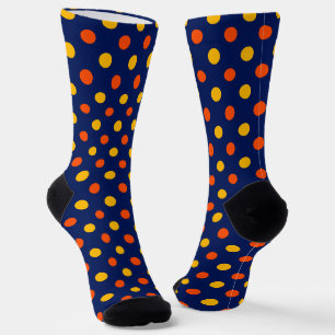 Orange Gelb auf Blau Punkte Design  Socken