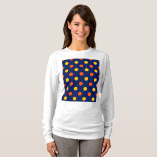 Orange Gelb auf Blau Punkte Design T-Shirt
