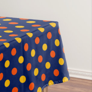 Orange Gelb auf Blau Punkte Design Tischdecke