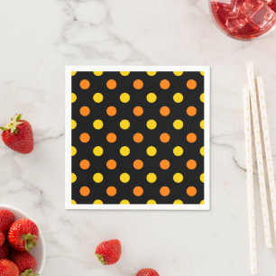 Orange Gelb auf Schwarz Punkte Design  Serviette