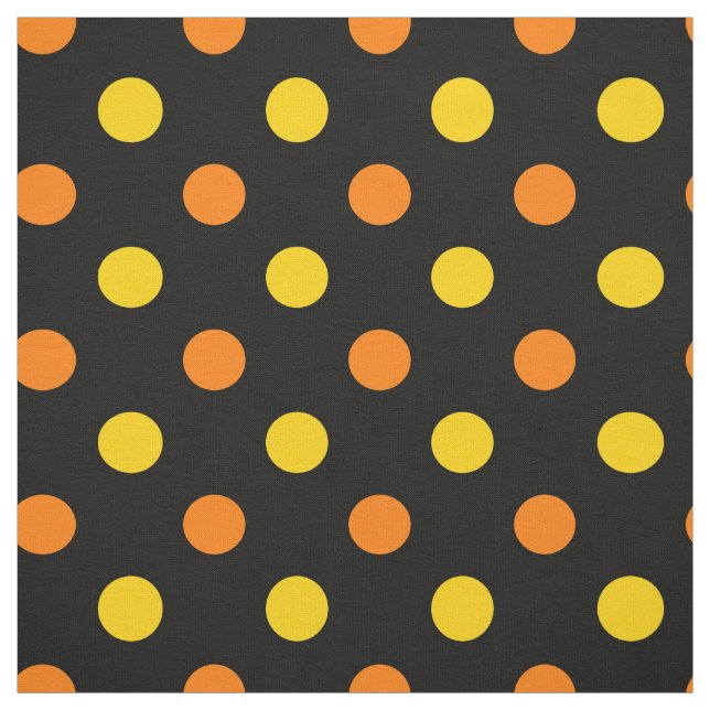 Orange Gelb auf Schwarz Punkte Design  Stoff (Muster)