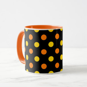 Orange Gelb auf schwarzem Punkte-Design Tasse