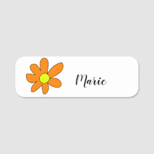 Orange Gelb Daisy abstrakter Admintext weiblich Namensschild