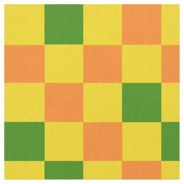 Orange Gelb Grün Kariertes Musterdesign  Stoff (Nahaufnahme)