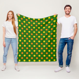 Orange Gelb Grün Punkte Design Fleecedecke