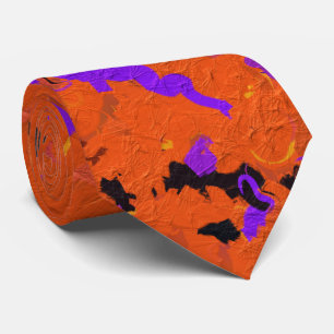 Orange, Gelb, Lila und Schwarz, Abstrakt Krawatte