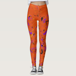 Orange, Gelb, Lila und Schwarz, Abstrakt Leggings