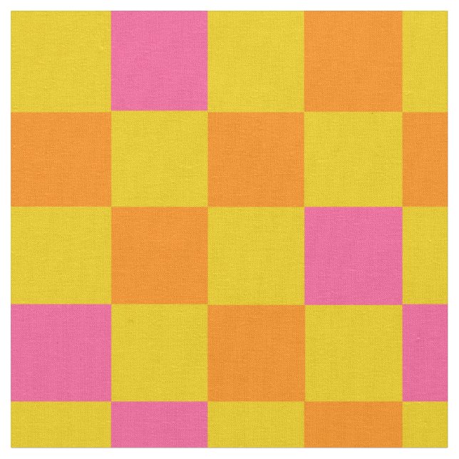 Orange Gelb Pink Kariertes Musterdesign  Stoff (Nahaufnahme)