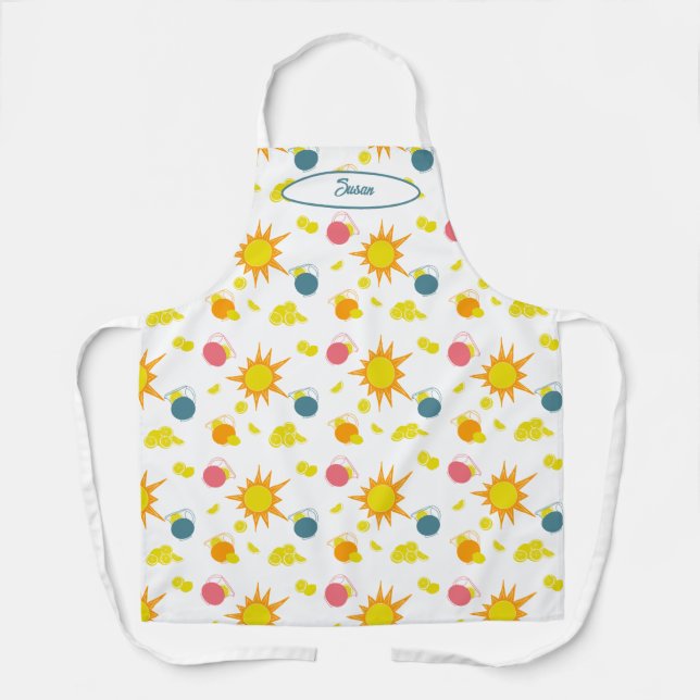 Orange-Gelb-Rosa Aquamarine Sonnen Zitronen Pitche Schürze (Vorderseite)