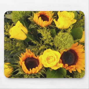 Orange Gelb-Sonnenblume-Rosen-Blumenblumenstrauß Mousepad