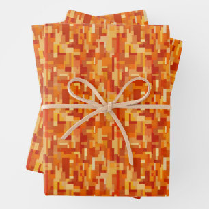 Orange/gelbe Abstrakte Quadrate und Rechtecke Geschenkpapier Set