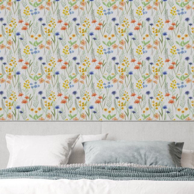 Orange Gelbe Blaue Wasserfarben-Wildblume Tapete (Von Creator hochgeladen)