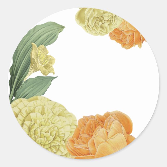 orange-gelbe Blumen Runder Aufkleber (Vorderseite)
