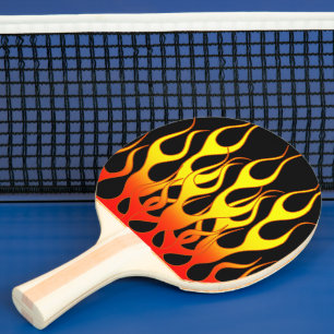 Orange Gelbe Flammengrafiken Tischtennis Schläger