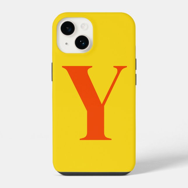 Orange Gelbe Initialen Personalisiertes Monogramm  iPhone Hülle (Rückseite)