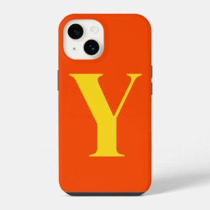 Orange Gelbe Initialen Personalisiertes Monogramm  iPhone 14 Hülle
