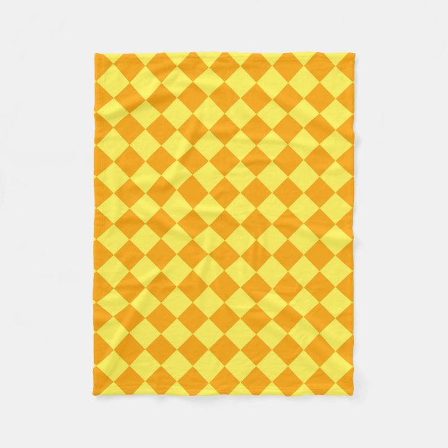 Orange Gelbe Karo Diamantmuster  Fleecedecke (Vorderseite)