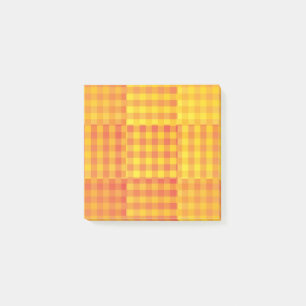 Orange Gelbe Karo-Patchwork-Muster Post-it Klebezettel
