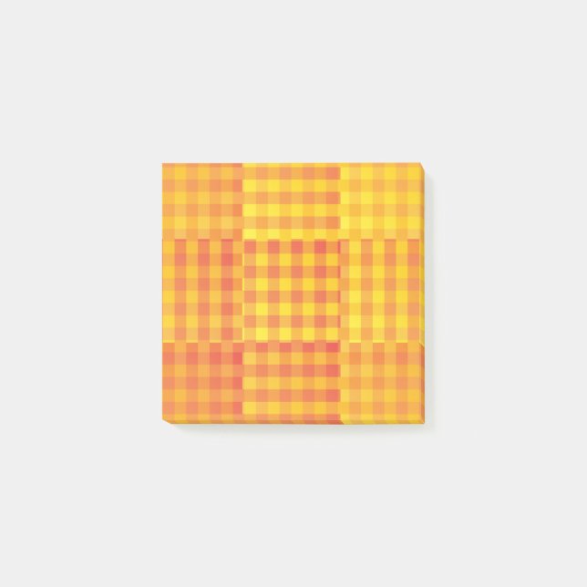 Orange Gelbe Karo-Patchwork-Muster Post-it Klebezettel (Vorderseite)