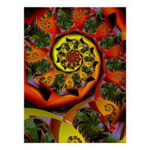 Orange Gelbe psychedelische Spirale Poster