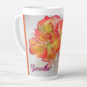 Orange Gelbe Rosen Aquarellmalerei Floral Milchtasse