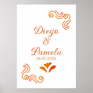 orange gelbe rustikale spanische Hochzeitspaar Nam Poster