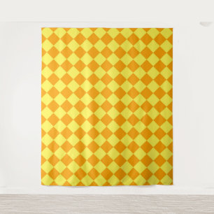 Orange Gelbe Schachbrett Diamantmuster  Wandteppich