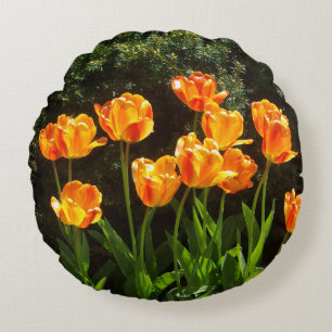 Orange/gelbe Tulpen Rundkissen Rundes Kissen