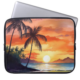 ORANGE & GELBER TROPISCHER SONNENUNTERGANG AM STRA LAPTOPSCHUTZHÜLLE