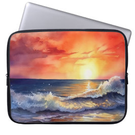 ORANGE & GELBER TROPISCHER SONNENUNTERGANG AM STRA LAPTOPSCHUTZHÜLLE